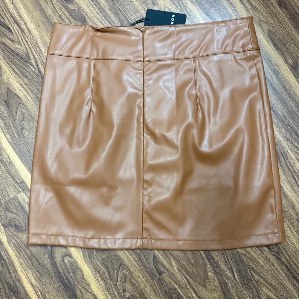 Heyson Brown Faux Leather Skirt NWT - Picture 2 of 3